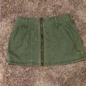 Free People Green Zip-Up Skirt